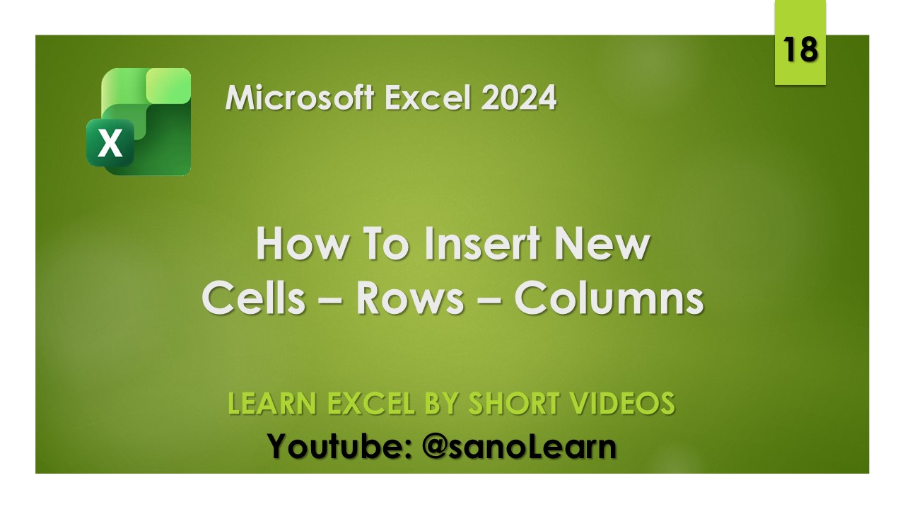18- How to insert new cells - rows - columns in Excel 2024