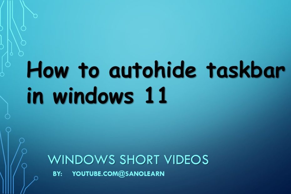 How to change autohide taskbar settings in windows 11