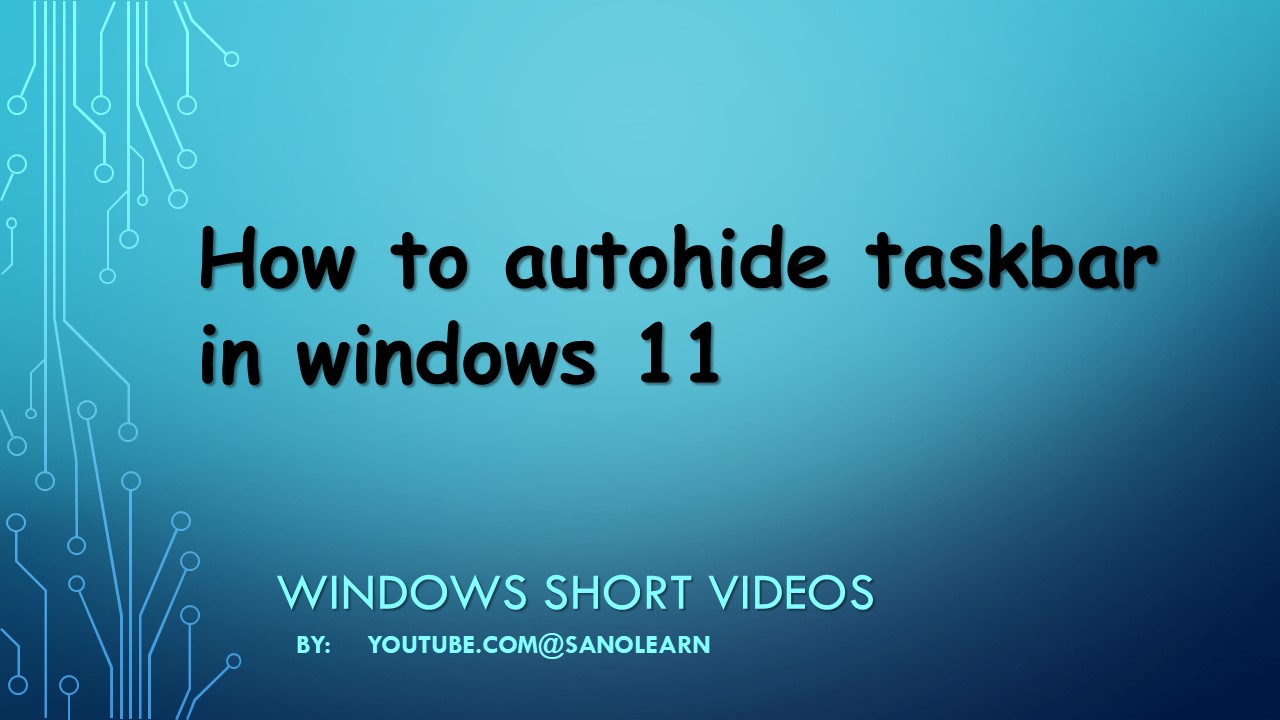 How to change autohide taskbar settings in windows 11