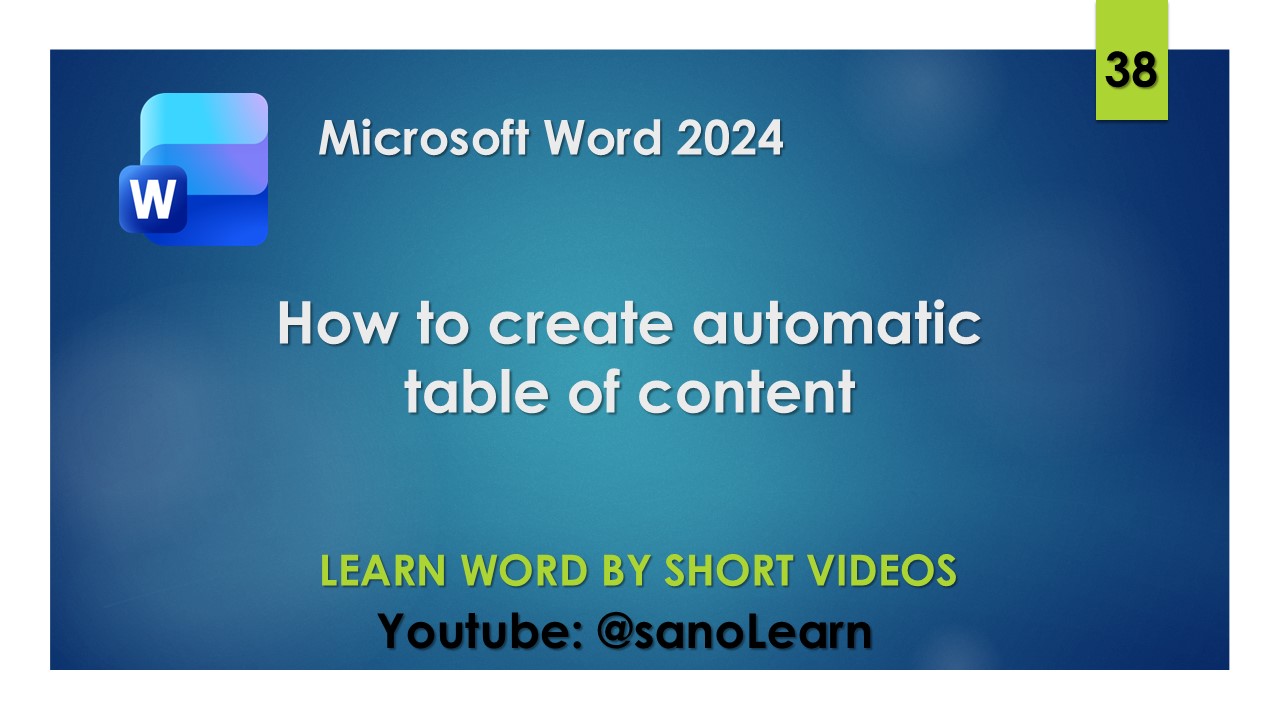 38- How to insert automatic table of content in word 2024