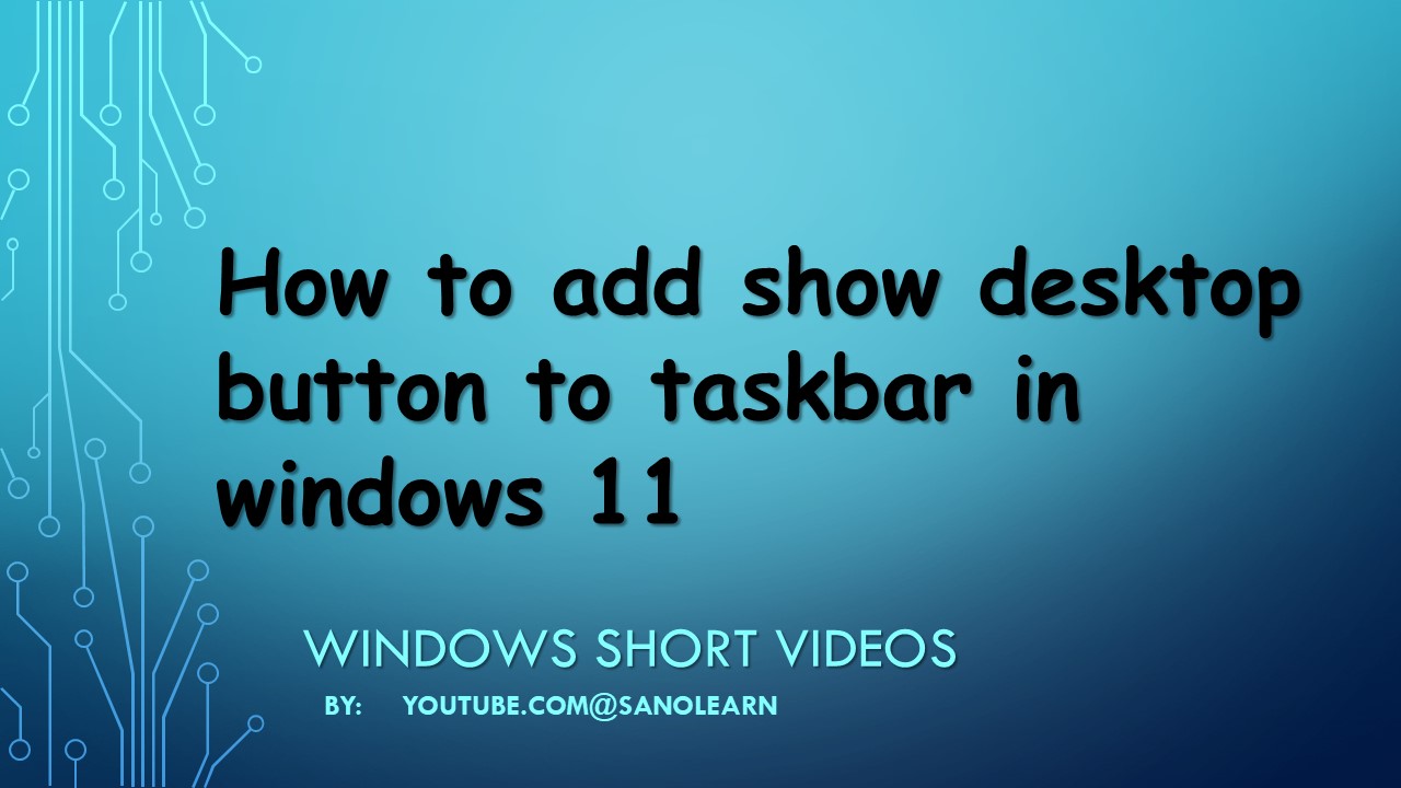 How to add desktop button on taskbar in windows 11